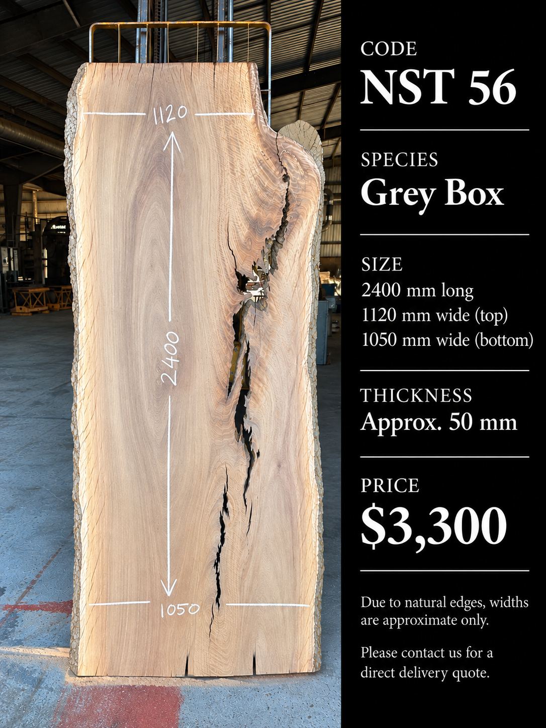 Grey Box Timber Slab