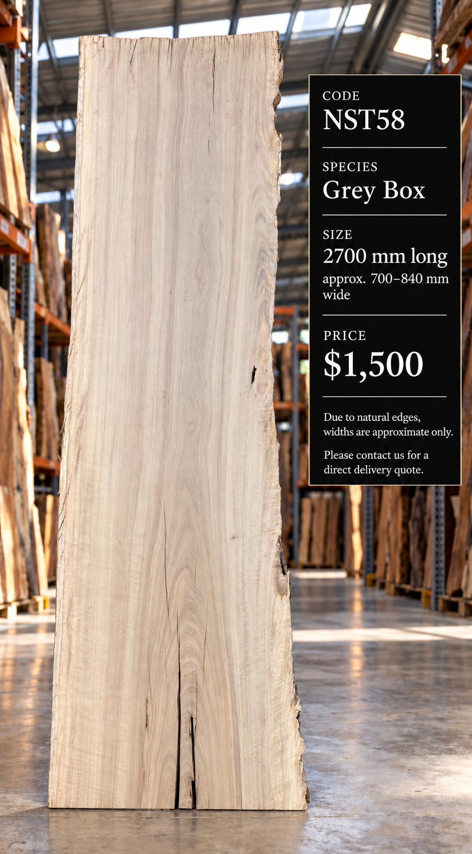 Grey Box Timber Slab
