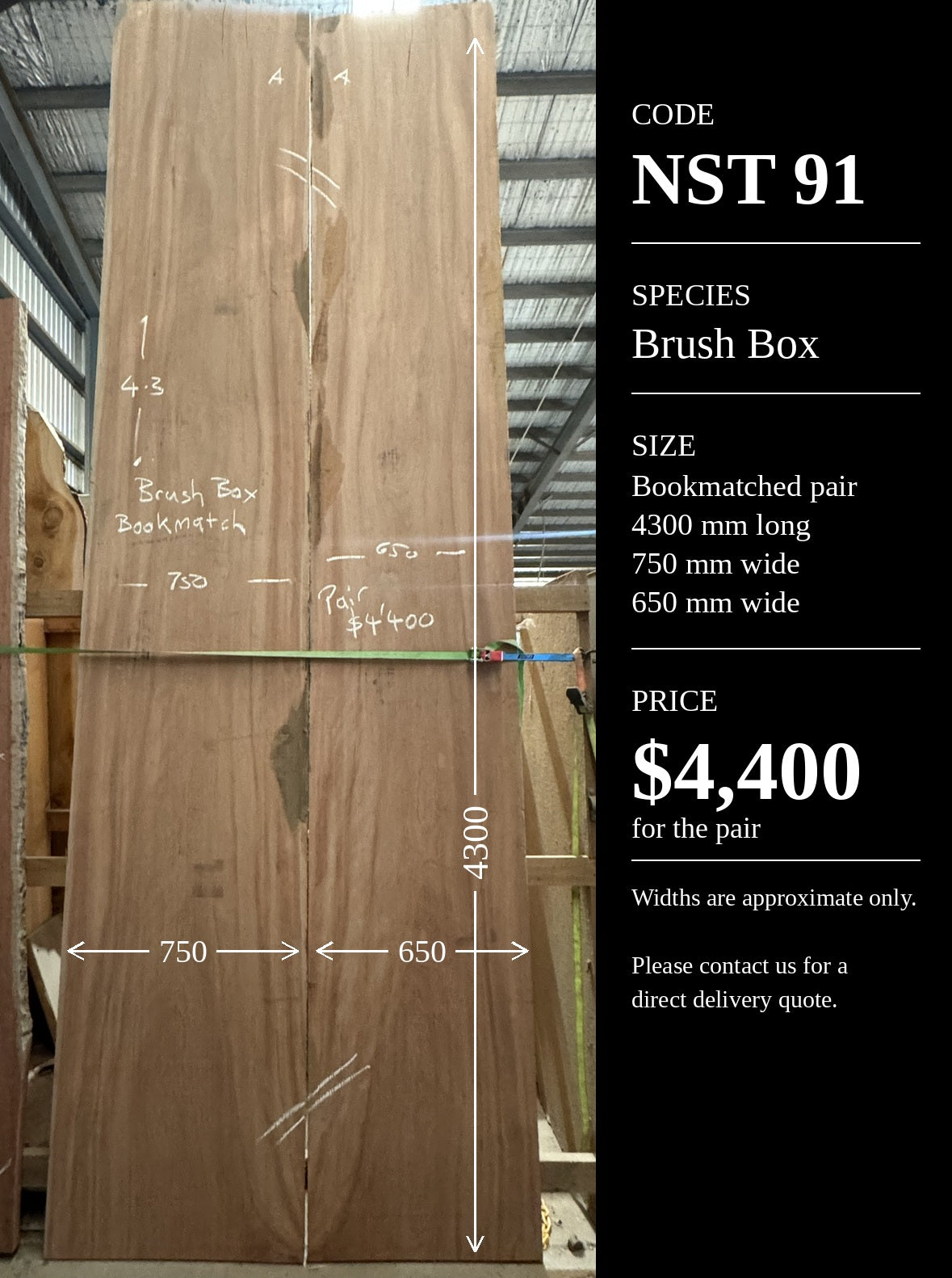 Book Match Brush Box Slabs (2 off)