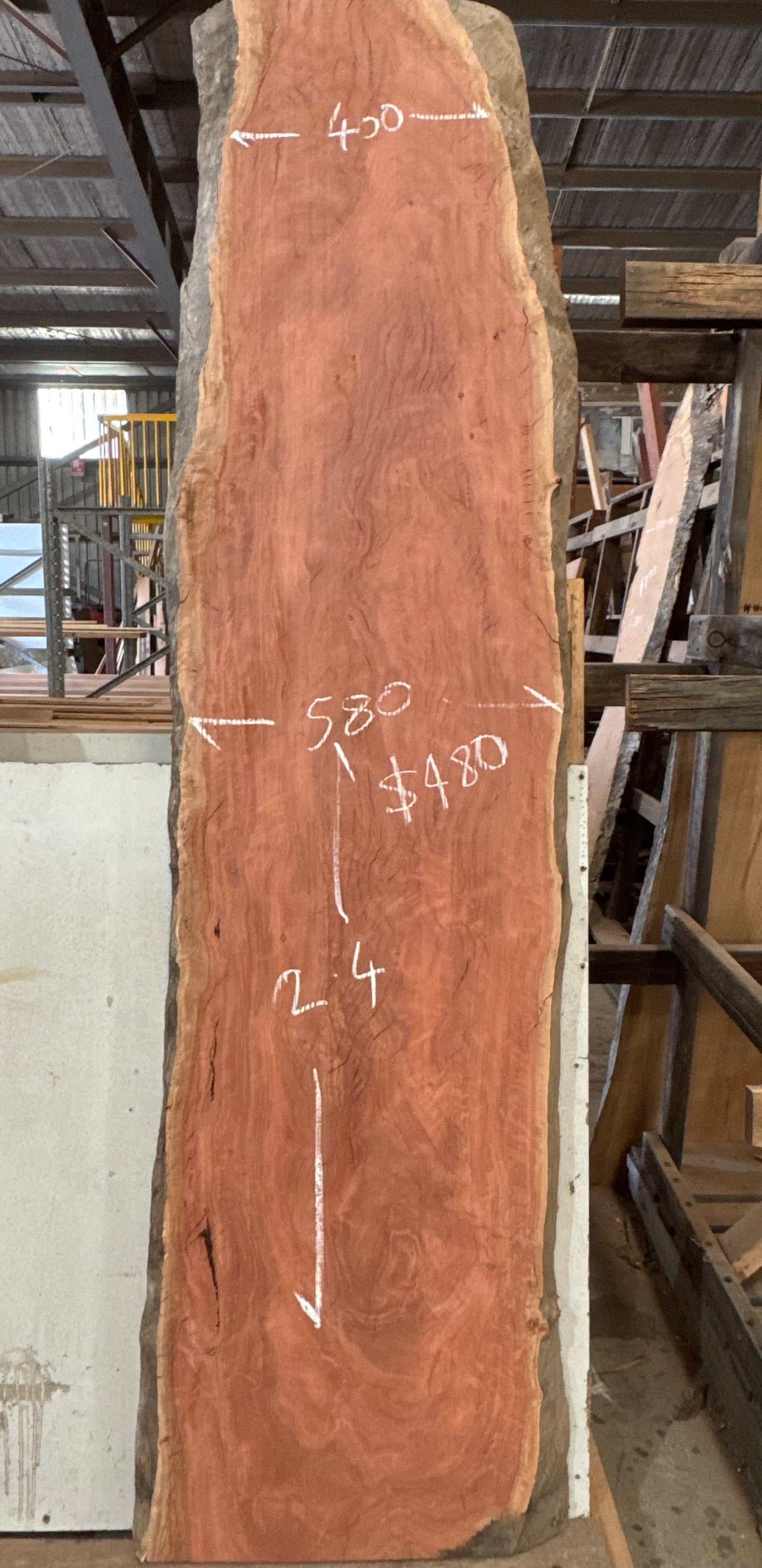 River Red Gum Timber Slab 2400mm x 580mm x 50mm (approx)